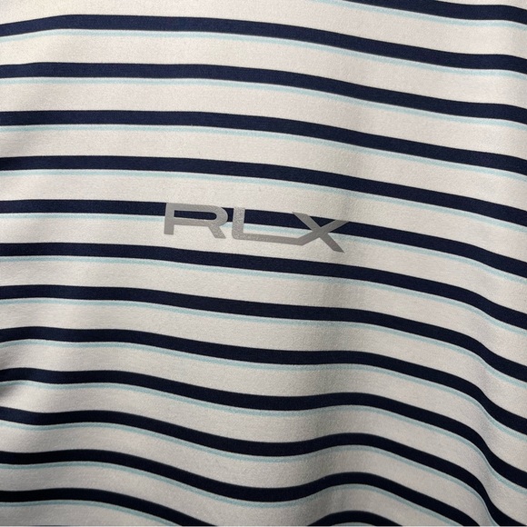 RLX Ralph Lauren men navy striped wicking UV casual golf light polo shirt in XL - Picture 3 of 8